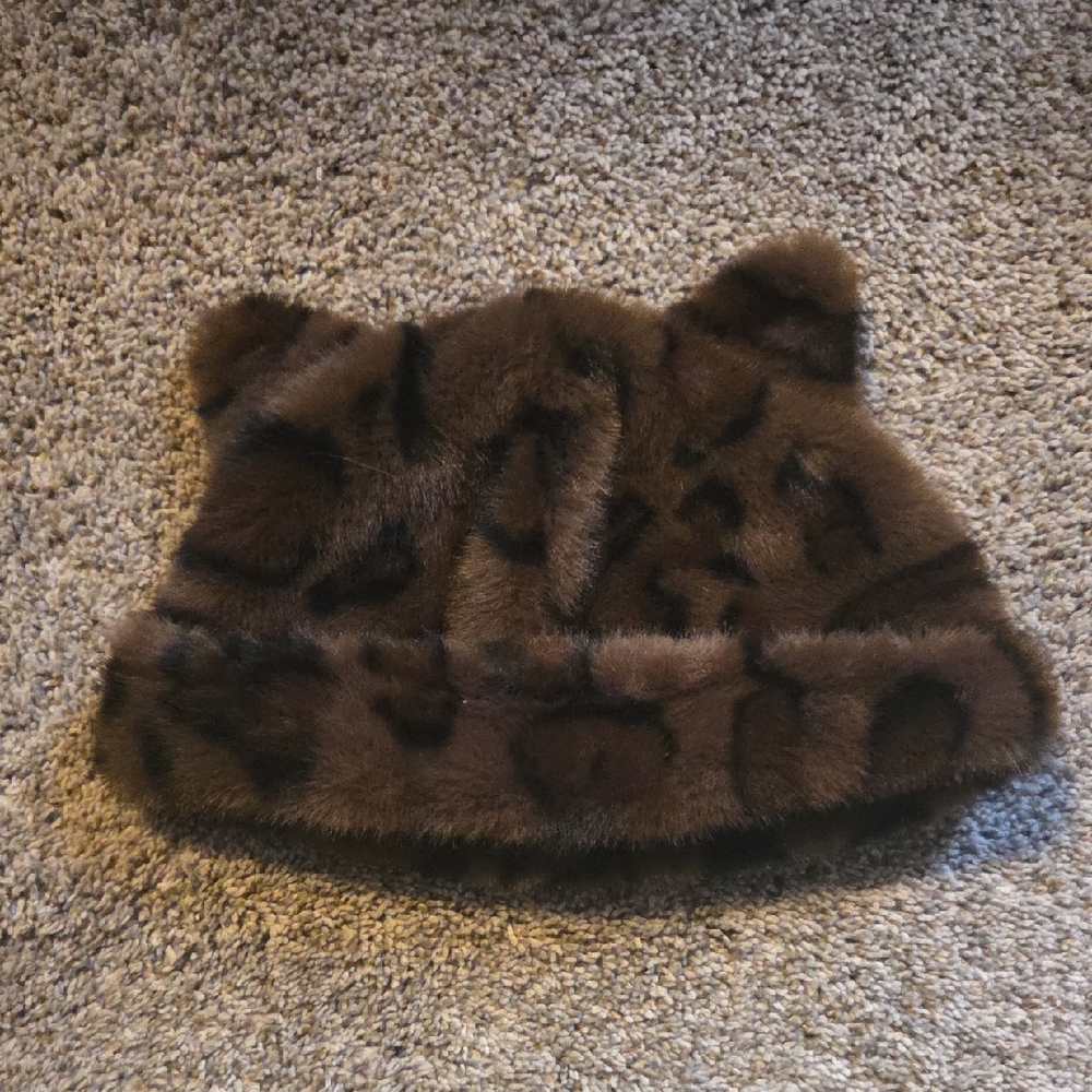 Brown Leopard Print Hat